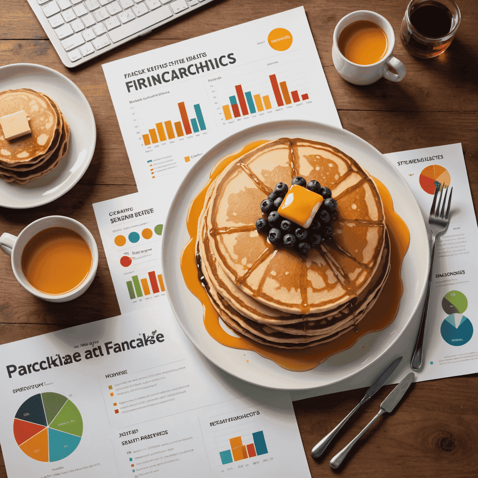 Grafice și diagrame reprezentând strategii de marketing pentru o franciză de clătite